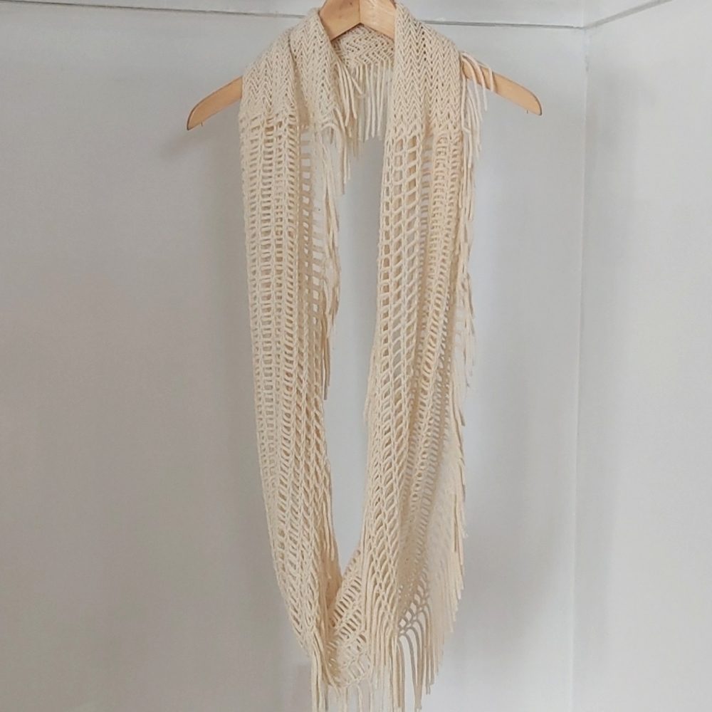 Kimchi blue | cream knit with tassels infinity scarf
